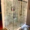 Flameless corner glass shower