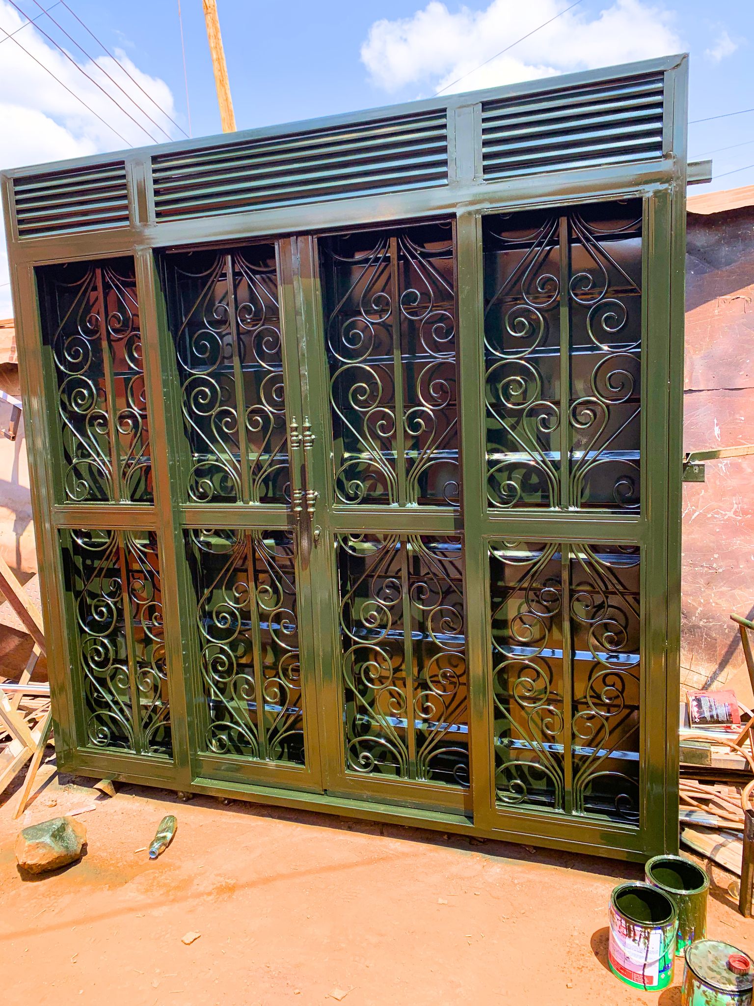 Modern steel 3-way security door with a powder-coated finish, custom manufactured by Trust and Smart Metals for residential and commercial buildings.