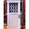 Modern steel half plate design door with a powder-coated finish, custom manufactured by Trust and Smart Metals for residential and commercial buildings.