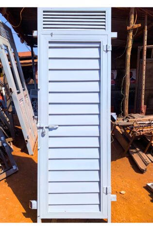 Modern steel plate door with a heavy-duty powder-coated finish, custom manufactured by Trust and Smart Metals for residential and commercial buildings.